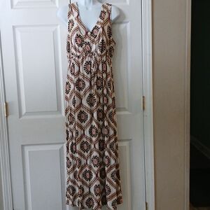 Fresh Produce sleeveless maxi drawstring waist dress summer beach  Sz L